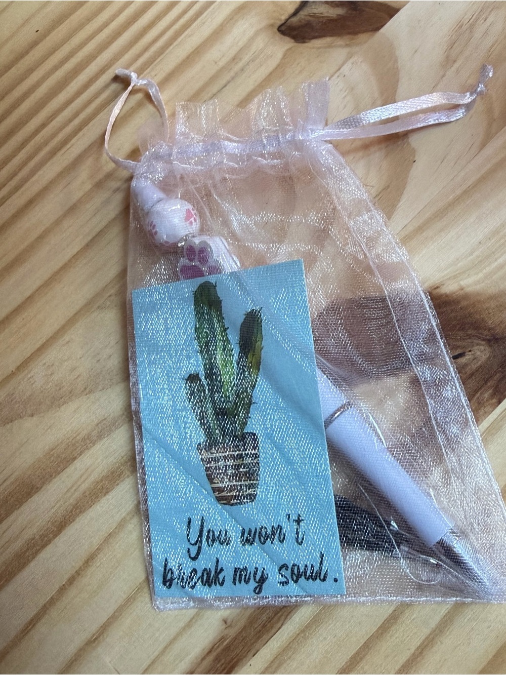White and Pink Paw Print Pen with affirmation card and refills